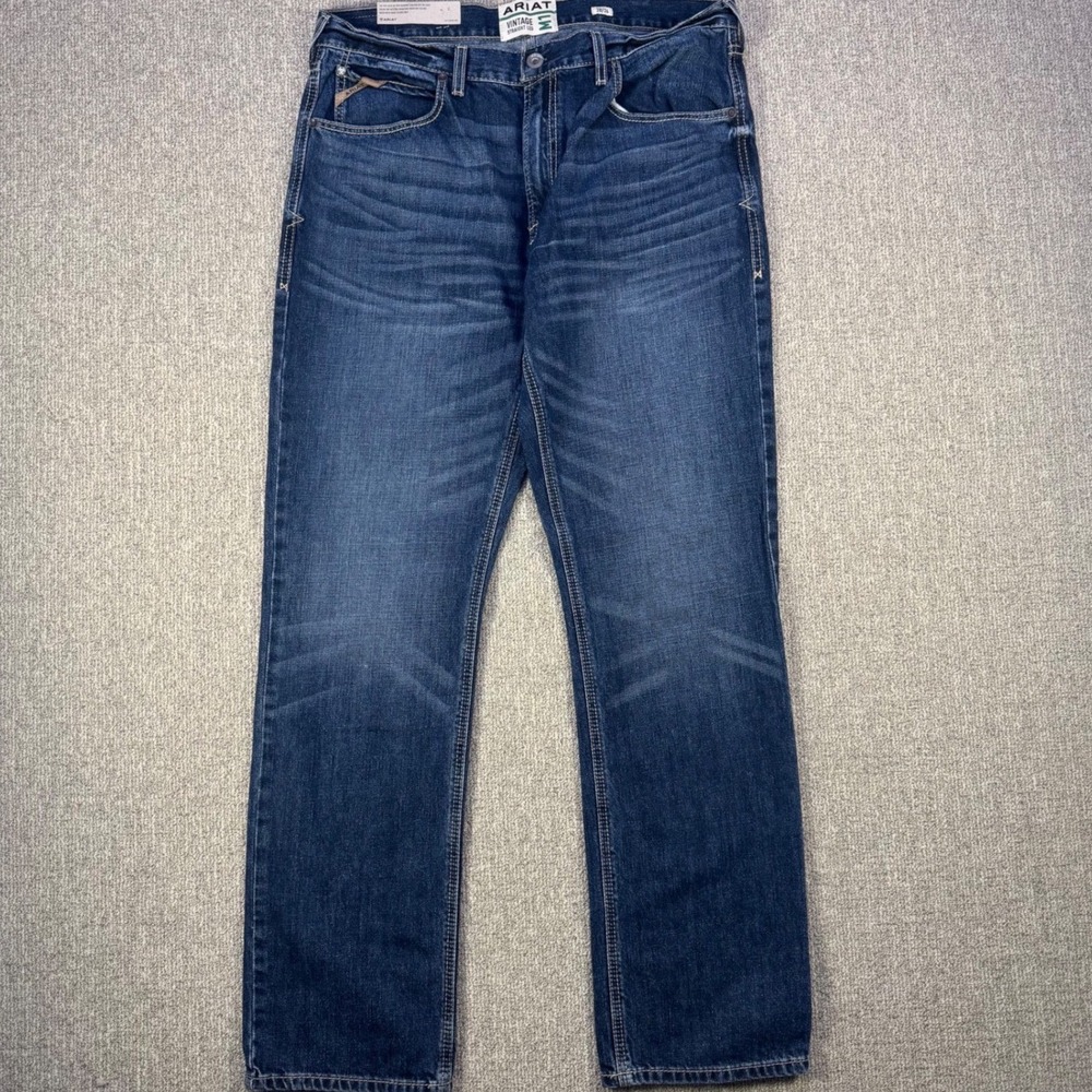 Ariat‎ M1 Vintage Straight Leg Jeans Mens 38x34 Dark Wash Western Denim NWT